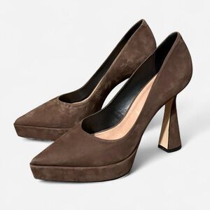 Maeve Brown Suede Platform Heels